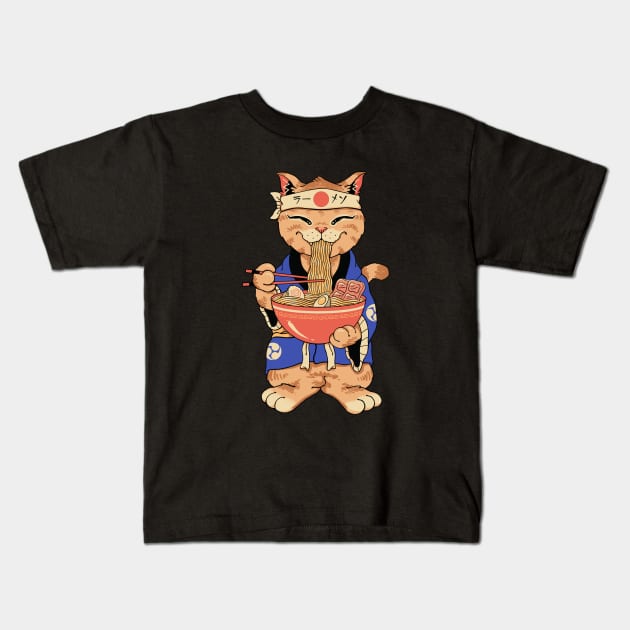 Ramen Meowster Standing Kids T-Shirt by Vincent Trinidad Art